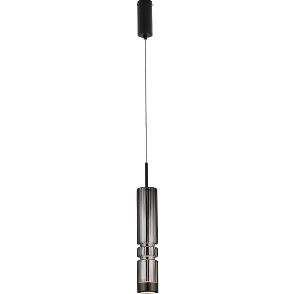 Lampade A Sospensione-Selezionato da Mazzolaluce Lampada a sospensione led vetro fume cilindro