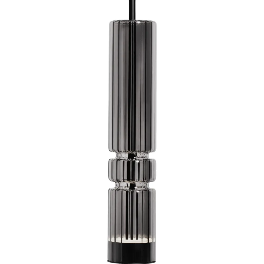Lampade A Sospensione-Selezionato da Mazzolaluce Lampada a sospensione led vetro fume cilindro
