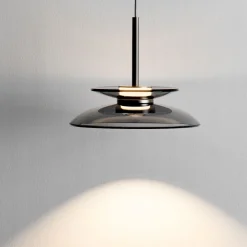 Lampade A Sospensione-Selezionato da Mazzolaluce Lampada a sospensione led 10w dimmerabile piatto vetro fume per isola cucina