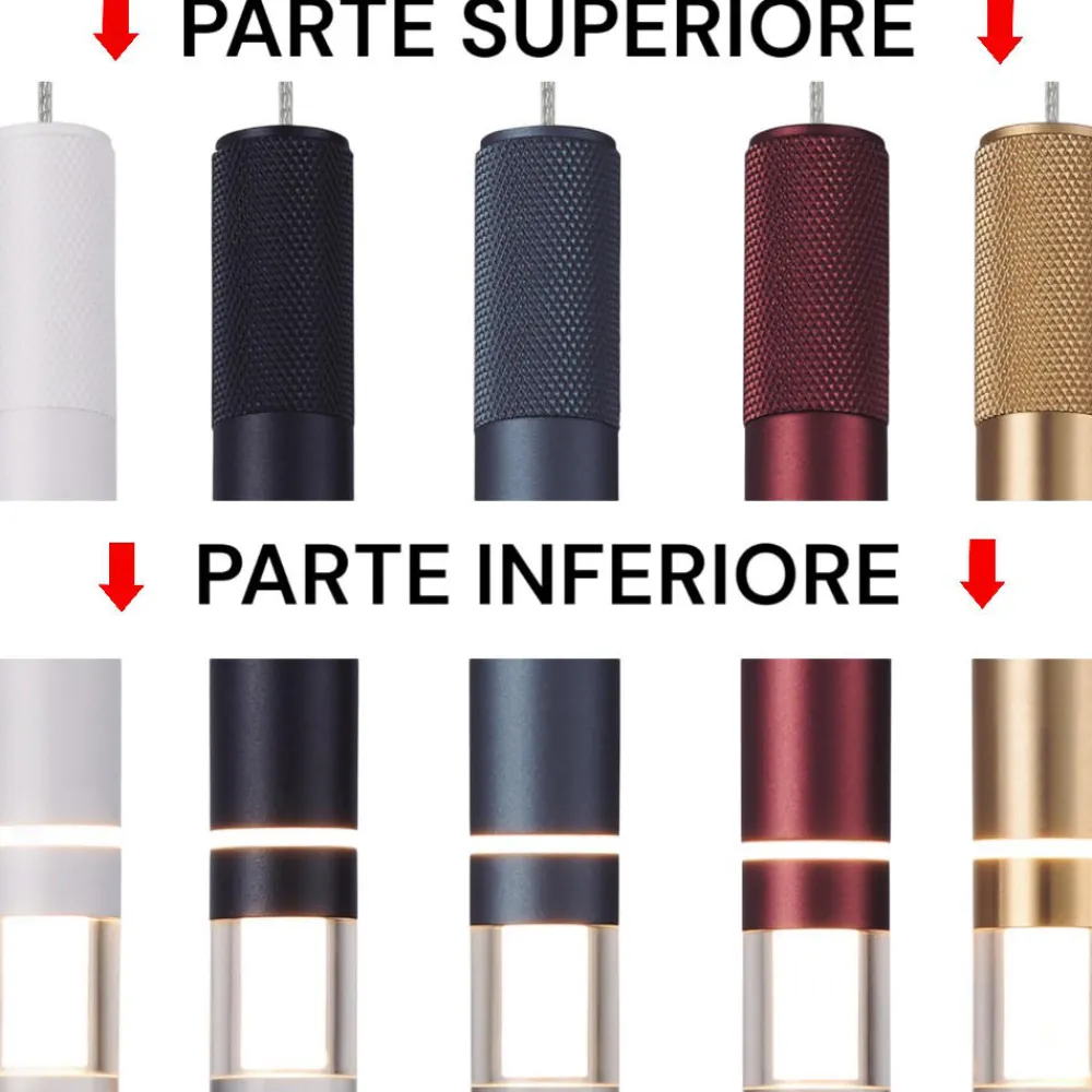 Lampade A Sospensione-Selezionato da Mazzolaluce Lampada a sospensione led 7w 3000k cilindro oro sottile design