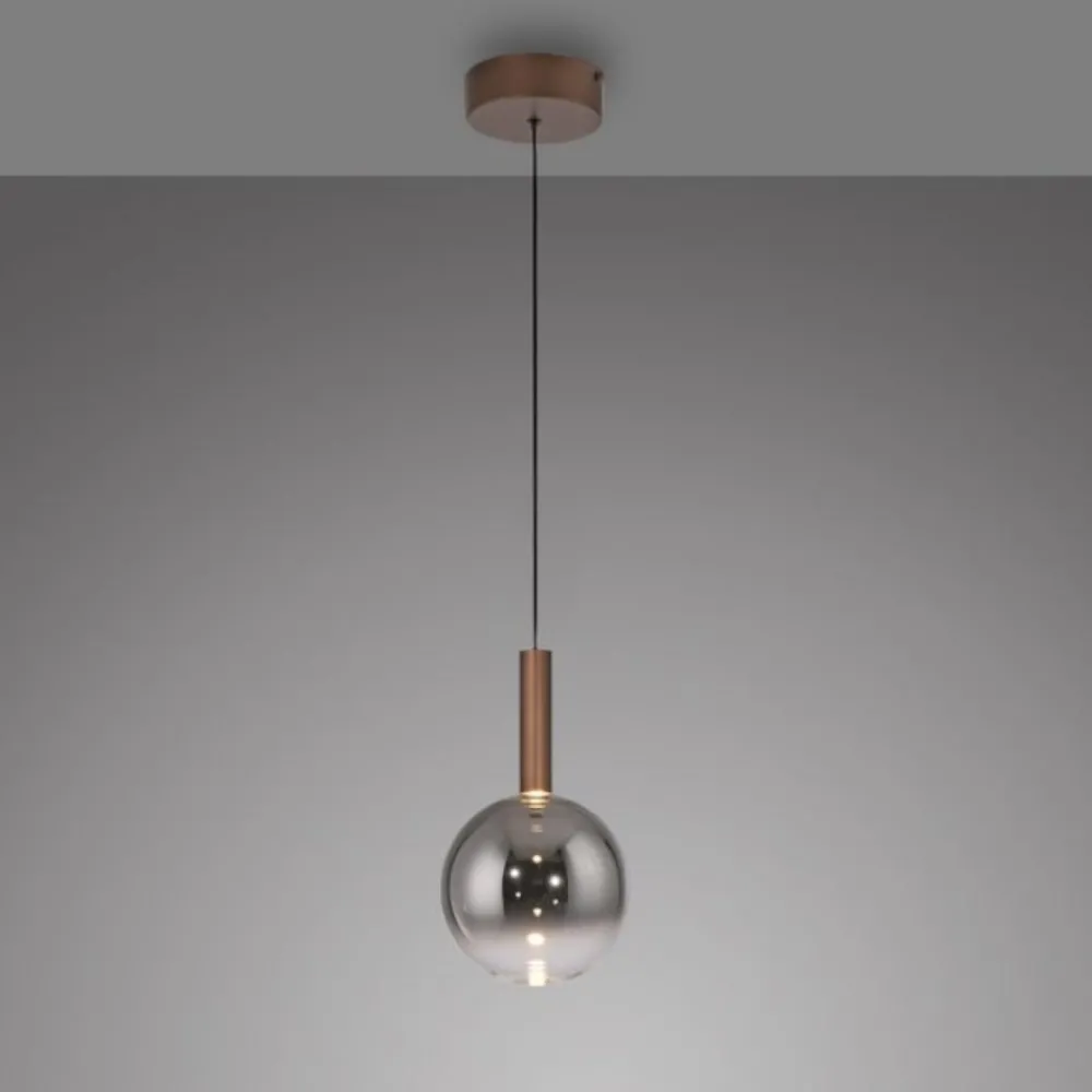 Lampade A Sospensione-Selezionato da Mazzolaluce Lampada a sospensione marrone sfera in vetro led 2700k dimmerabile