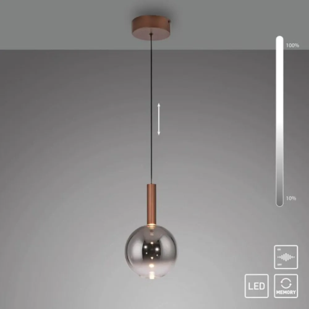 Lampade A Sospensione-Selezionato da Mazzolaluce Lampada a sospensione marrone sfera in vetro led 2700k dimmerabile