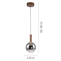 Lampade A Sospensione-Selezionato da Mazzolaluce Lampada a sospensione marrone sfera in vetro led 2700k dimmerabile