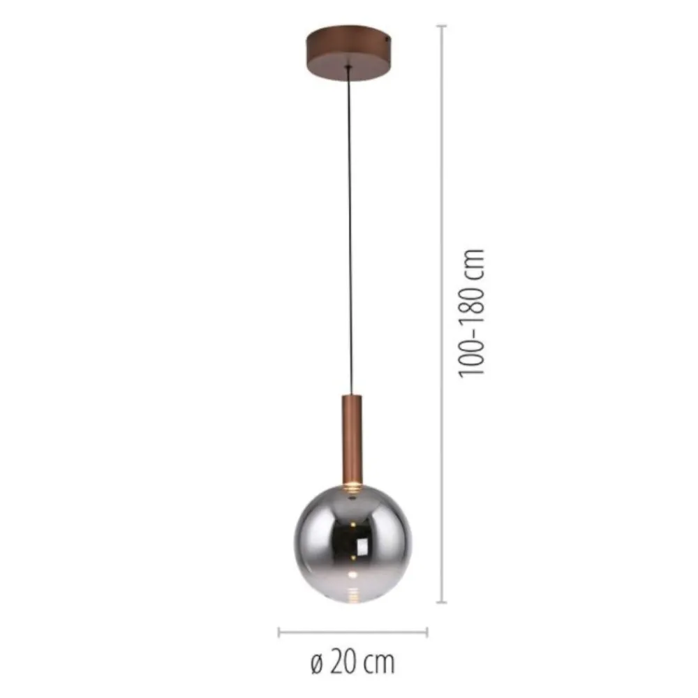 Lampade A Sospensione-Selezionato da Mazzolaluce Lampada a sospensione marrone sfera in vetro led 2700k dimmerabile
