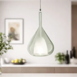 Lampade A Sospensione-Fabas Luce Lampada a sospensione moderna di vetro verde lila