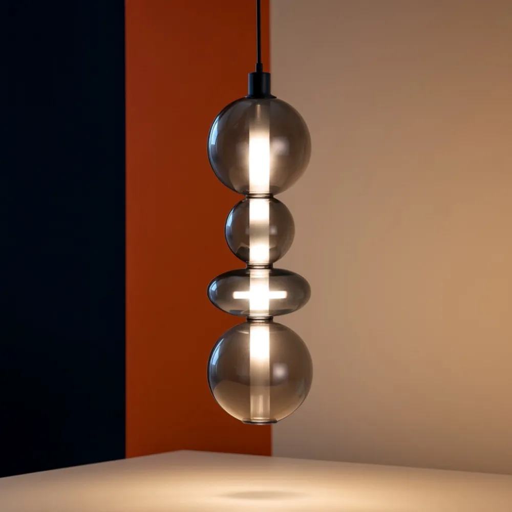 Lampade A Sospensione-Selezionato da Mazzolaluce Lampada a sospensione moderno led verticale in vetro fume