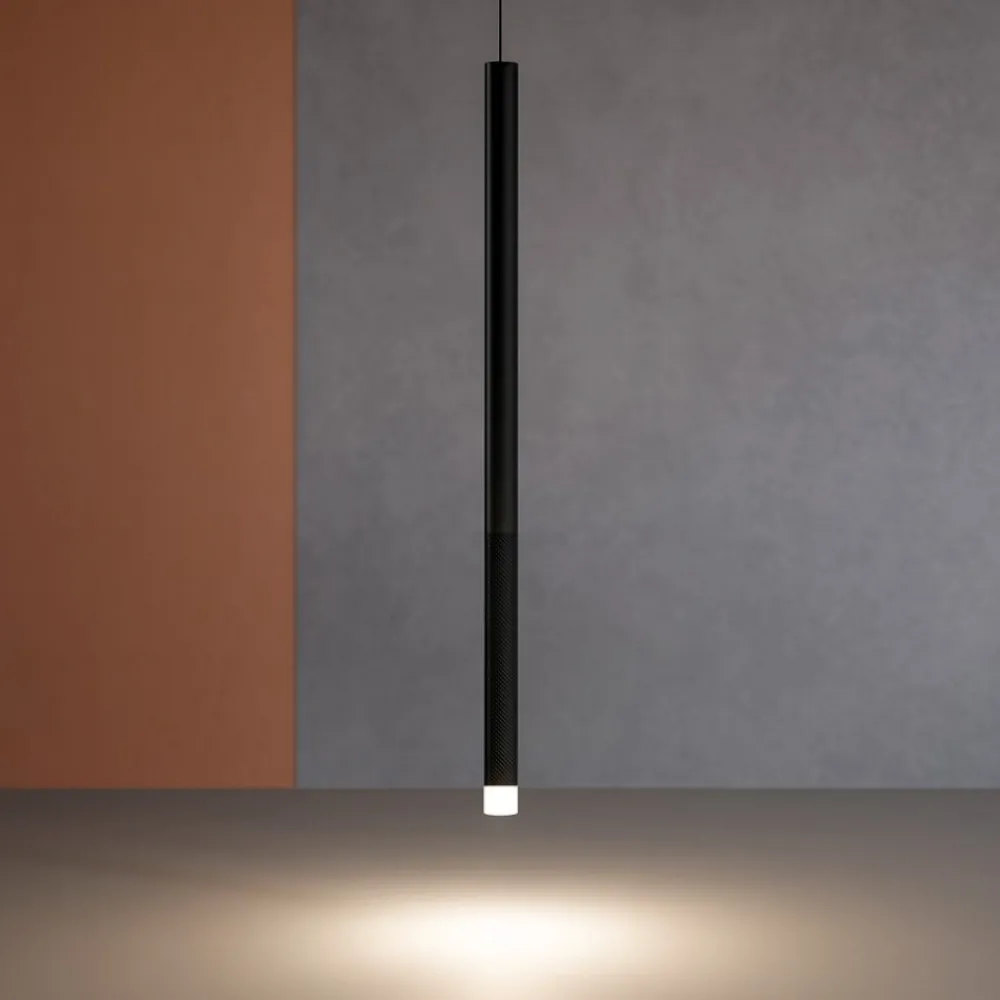 Lampade A Sospensione-Linea Light Lampada a sospensione nera cilindro led 3000k puccini