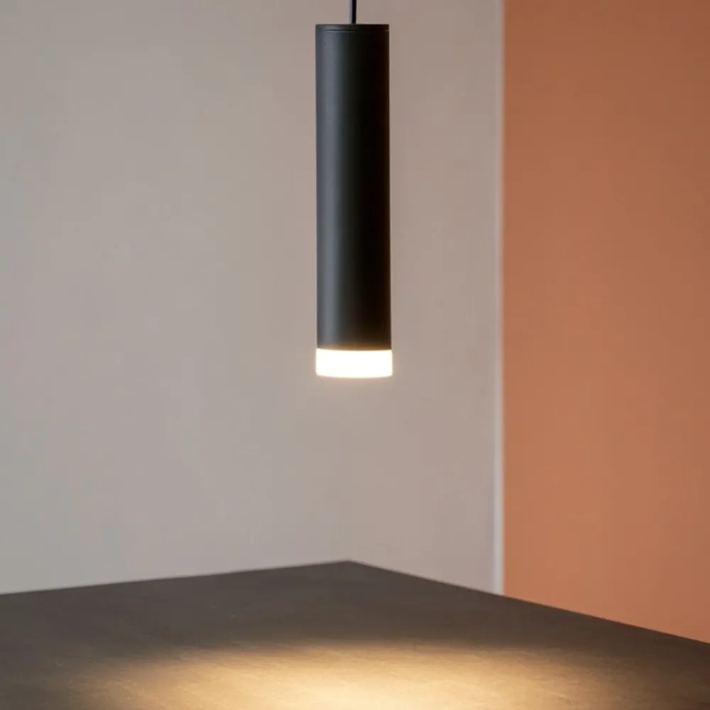 Lampade A Sospensione-Selezionato da Mazzolaluce Lampada a sospensione nera cilindro led 5w 3000k
