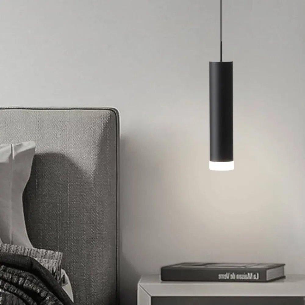 Lampade A Sospensione-Selezionato da Mazzolaluce Lampada a sospensione nera cilindro led 5w 3000k
