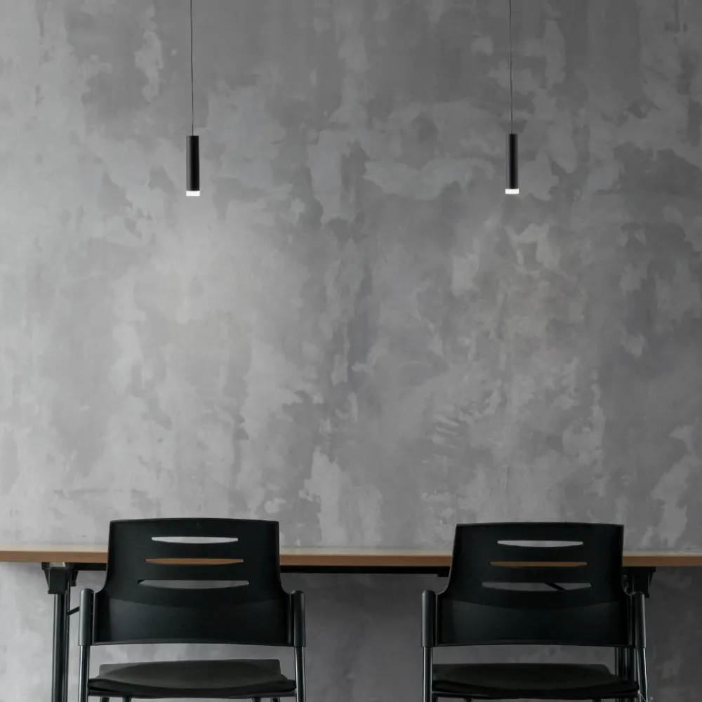 Lampade A Sospensione-Selezionato da Mazzolaluce Lampada a sospensione nera cilindro led 5w 3000k