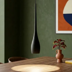 Lampade A Sospensione-Fabas Luce Lampada a sospensione nera led 7w 3000k design moderna coco