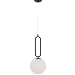 Lampade A Sospensione-Selezionato da Mazzolaluce Lampada a sospensione nera sfera bianca per comodino