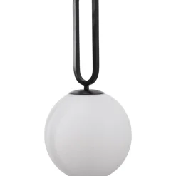 Lampade A Sospensione-Selezionato da Mazzolaluce Lampada a sospensione nera sfera bianca per comodino
