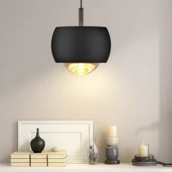 Lampade A Sospensione-Selezionato da Mazzolaluce Lampada a sospensione nera tonda moderna per penisola