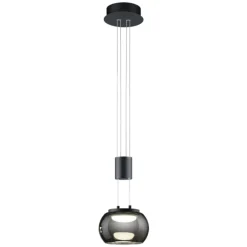 Lampade A Sospensione-Selezionato da Mazzolaluce Lampada a sospensione nero vetro fumè led 8w 3000k dimmerabile per isola