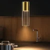 Lampade A Sospensione-Selezionato da Mazzolaluce Lampada a sospensione oro cilindro in vetro trasparente