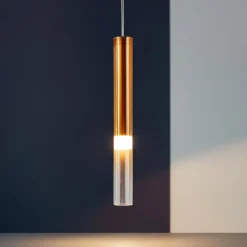 Lampade A Sospensione-Perenz Illuminazione Lampada a sospensione oro led 3000k poule perenz in vetro ambra dimmerabile