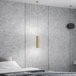 Lampade A Sospensione-Fabas Luce Lampada a sospensione oro nero cilidnro con decentramento prado
