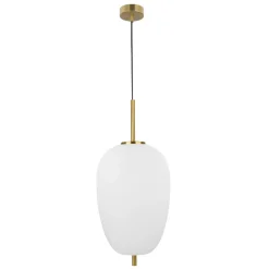 Lampade A Sospensione-Selezionato da Mazzolaluce Lampada a sospensione oro ottone vetro bianco