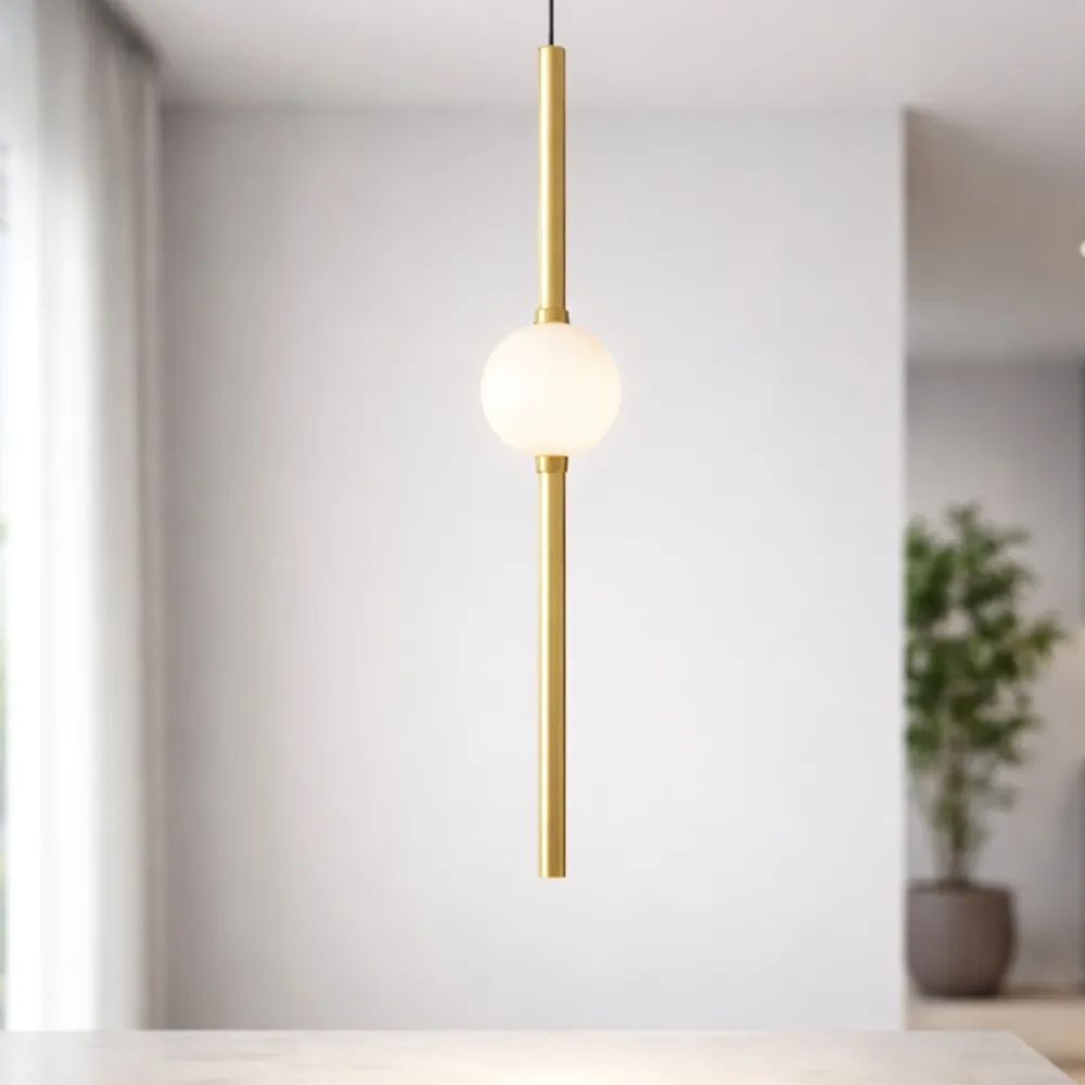 Lampade A Sospensione-Selezionato da Mazzolaluce Lampada a sospensione oro sfera bianca pendente per isola cucina