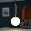 Lampade A Sospensione-Selezionato da Mazzolaluce Lampada a sospensione oro sfera bianca per camera da letto