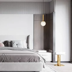 Lampade A Sospensione-Selezionato da Mazzolaluce Lampada a sospensione oro sfera bianca per camera da letto