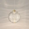 Lampade A Sospensione-Selezionato da Mazzolaluce Lampada a sospensione oro sfera ondulata trasparente led 3000k per comodini camera da letto