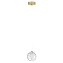 Lampade A Sospensione-Selezionato da Mazzolaluce Lampada a sospensione oro sfera ondulata trasparente led 3000k per comodini camera da letto