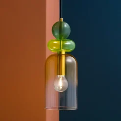 Lampade A Sospensione-Selezionato da Mazzolaluce Lampada a sospensione oro vetro colorato