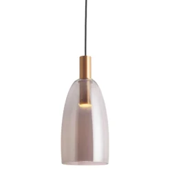 Lampade A Sospensione-Selezionato da Mazzolaluce Lampada a sospensione oro vetro fume led 7w 3000k per cucina