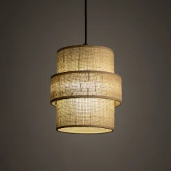 Lampade A Sospensione-Selezionato da Mazzolaluce Lampada a sospensione paralume in tessuto iuta