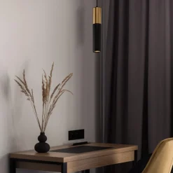 Lampade A Sospensione-Selezionato da Mazzolaluce Lampada a sospensione pendente cilindro oro nero