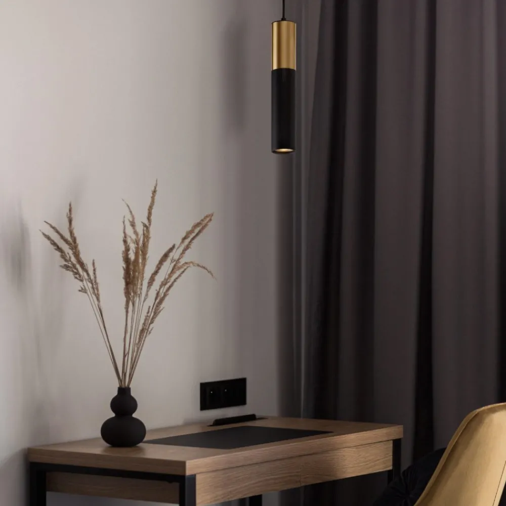 Lampade A Sospensione-Selezionato da Mazzolaluce Lampada a sospensione pendente cilindro oro nero