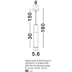 Lampade A Sospensione-Selezionato da Mazzolaluce Lampada a sospensione pendente cilindro oro nero