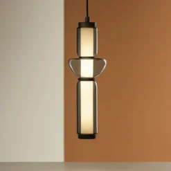 Lampade A Sospensione-Selezionato da Mazzolaluce Lampada a sospensione per comodino in vetro fume' led 3000k dimmerabile