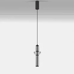Lampade A Sospensione-Selezionato da Mazzolaluce Lampada a sospensione per comodino in vetro fume' led 3000k dimmerabile