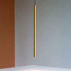 Lampade A Sospensione-Selezionato da Mazzolaluce Lampada a sospensione per comodino cilindro oro led 3000k