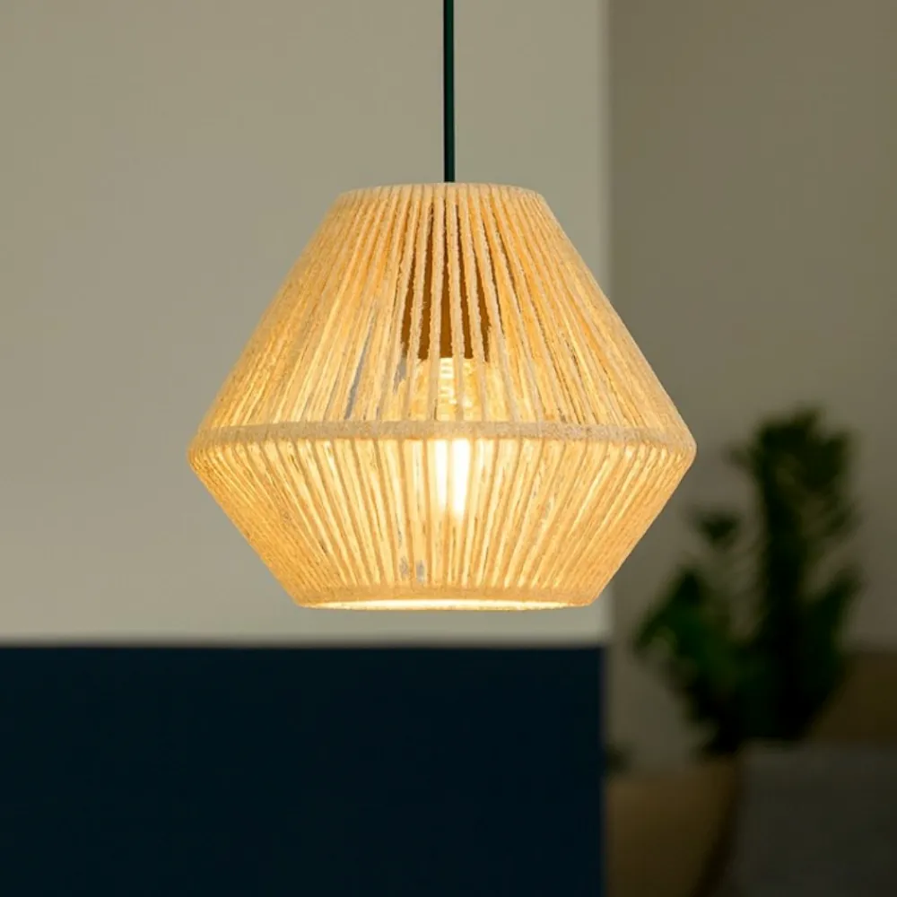 Lampade A Sospensione-Selezionato da Mazzolaluce Lampada a sospensione per cucina rustica marrone 20 cm in corda