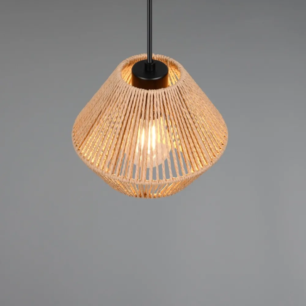 Lampade A Sospensione-Selezionato da Mazzolaluce Lampada a sospensione per cucina rustica marrone 20 cm in corda