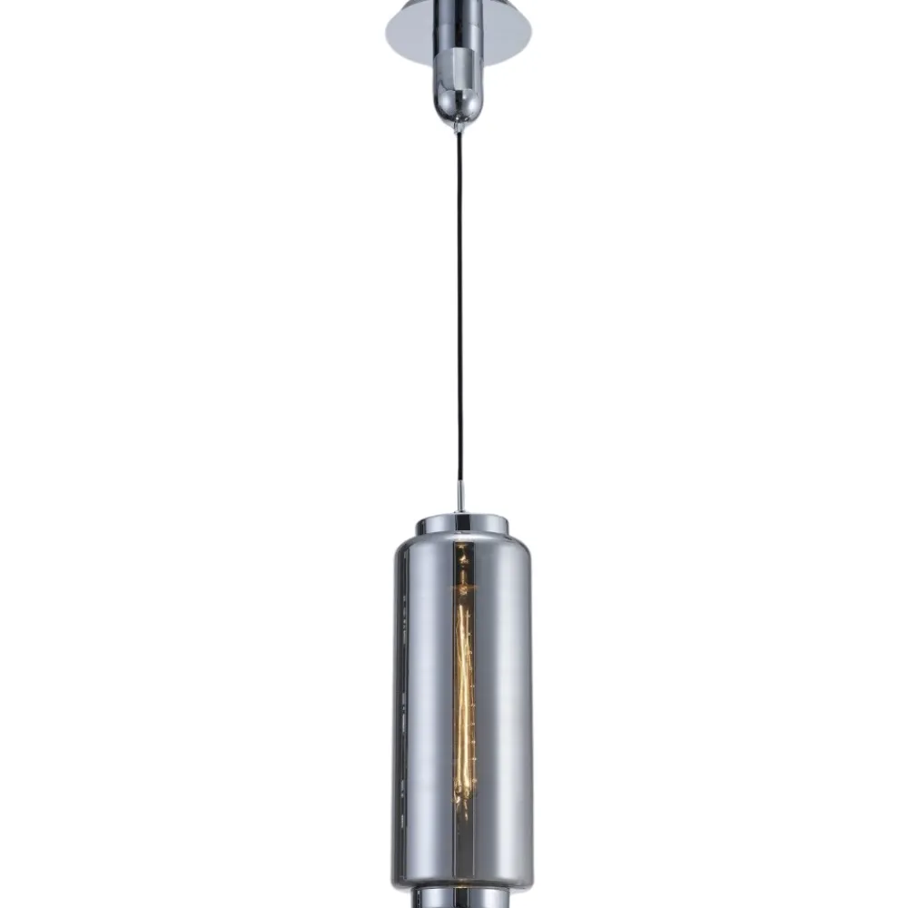 Lampade A Sospensione-Selezionato da Mazzolaluce Lampada a sospensione per cucina cilindro vetro cromo grafite