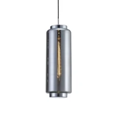 Lampade A Sospensione-Selezionato da Mazzolaluce Lampada a sospensione per cucina cilindro vetro cromo grafite