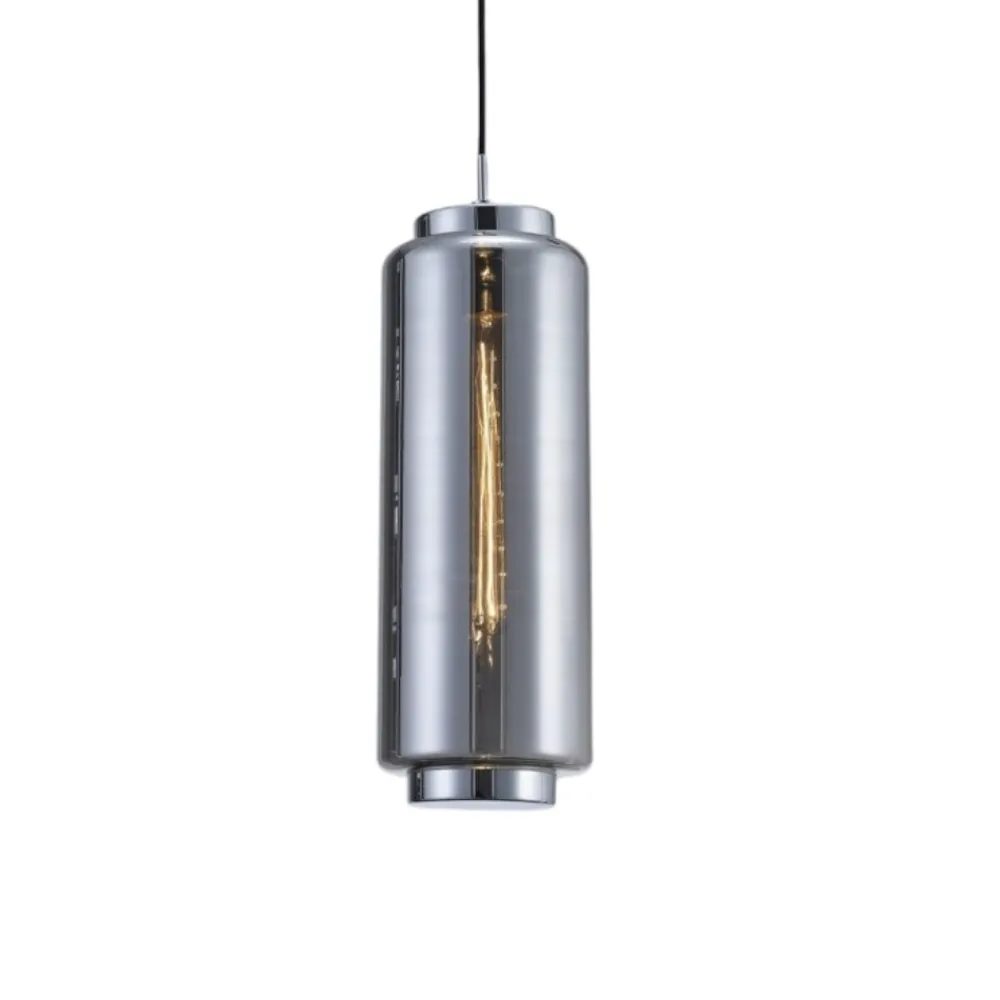 Lampade A Sospensione-Selezionato da Mazzolaluce Lampada a sospensione per cucina cilindro vetro cromo grafite