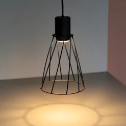 Lampade A Sospensione-Selezionato da Mazzolaluce Lampada a sospensione per isola cucina a cono nero 16 cm diffusore a gabbia