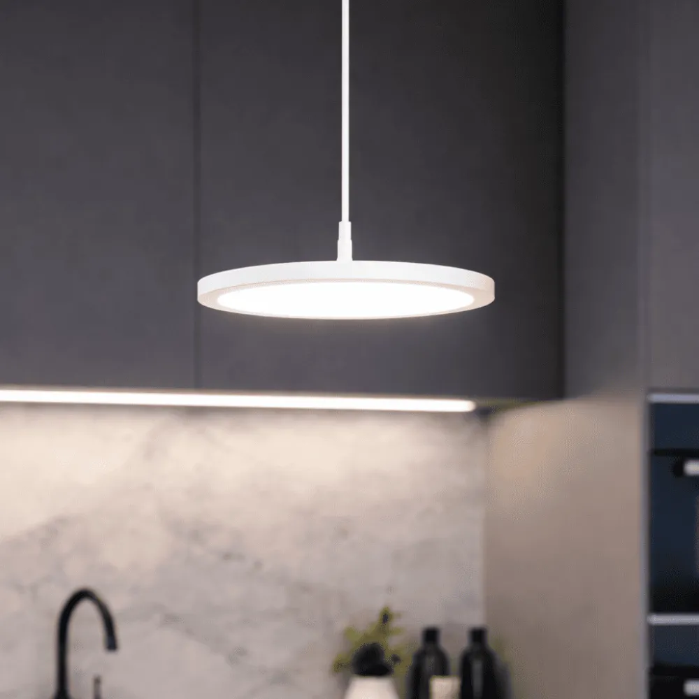 Lampade A Sospensione-Ideal Lux Lampada a sospensione per isola cucina bianca led 15w cct vivida mystery
