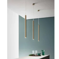 Lampade A Sospensione-Ondaluce Lampada a sospensione per isola so tube tortora led 5w 3000k