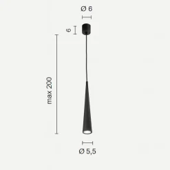 Lampade A Sospensione-Ondaluce Lampada a sospensione per isola cucina so noa cono nero luce diretta