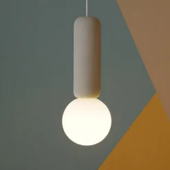 Lampade A Sospensione-Ondaluce Lampada a sospensione per isola cemento rock vetro bianco