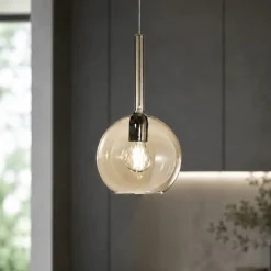 Lampade A Sospensione-Top Light Lampada a sospensione per isola cucina boccia vetro ambra