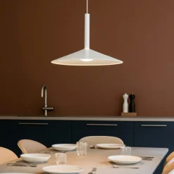 Lampadari Cucina-Selezionato da Mazzolaluce Lampada a sospensione saliscendi disco bianco led 9w 3000k