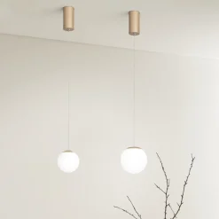 Lampade A Sospensione-Ondaluce Lampada a sospensione santos oro sfera vetro bianco led 7w 3000k